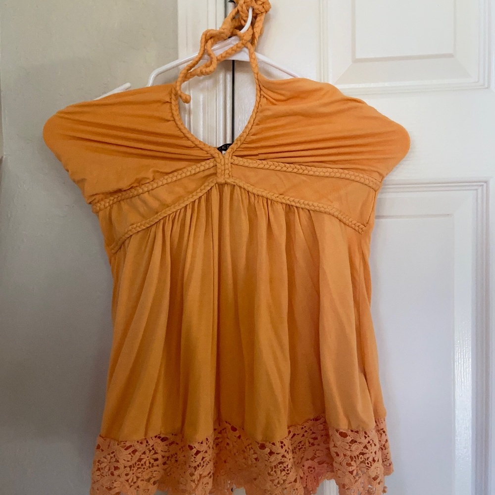 Orange halter tank top